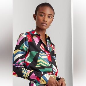 Ralph Lauren Multicolor Geometric Long Sleeve Button Down Collared Shirt